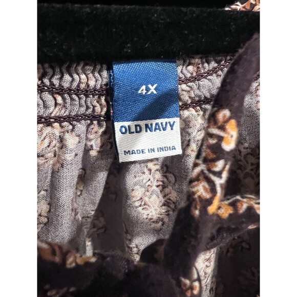 Old Navy Dress Womens 4X Brown Long Sleeve Maxi Floral Tiered Cottagecore New - Picture 8 of 12